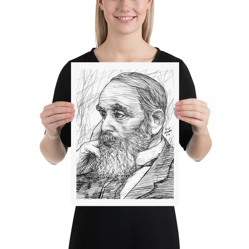 IVAN GONCHAROV ink portrait - POSTER - various available sizes! art print drawing painting illustration author book oblomov goncarov