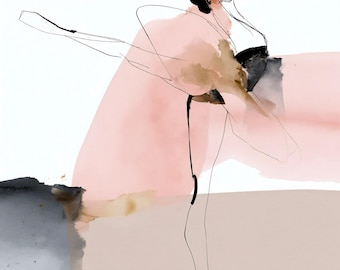 Beautiful Ballerina Print, Elegant Dance Studio Decor, Living Room Art Poster, Pastel Watercolor Dancer, Abstract Ballet Poster
