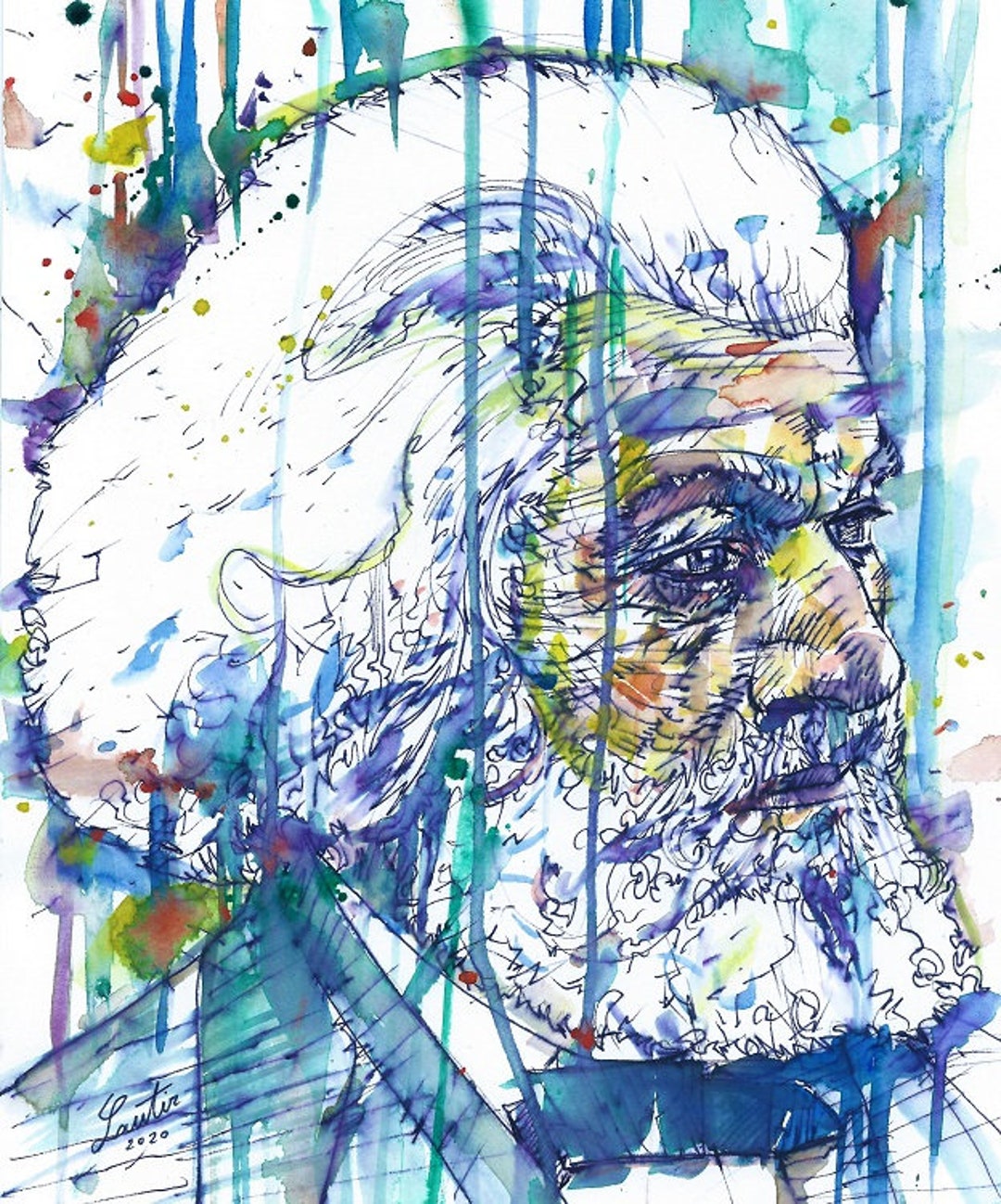 FREDERICK DOUGLASS Watercolor and Ink Portrait - POSTER - Various Sizes ...