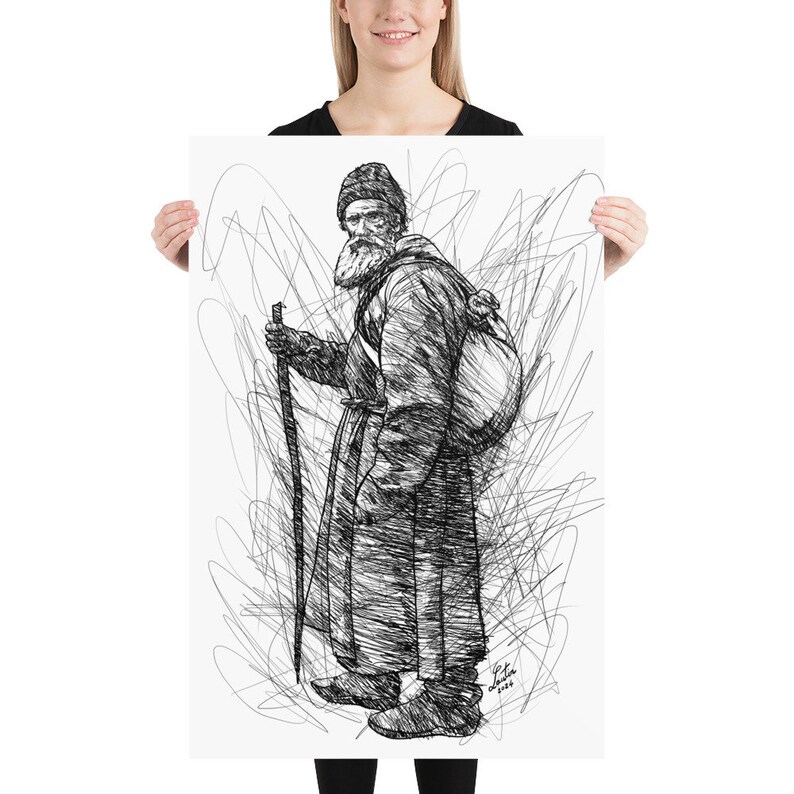 LEO TOLSTOY ink portrait - POSTER -various sizes available! art print lev drawing painting writer book author writing karenina war and peace