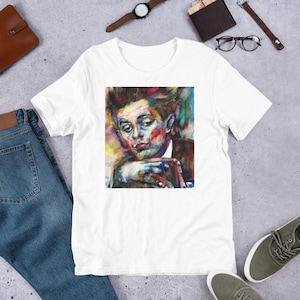 UNISEX t-shirt - EGON SCHIELE watercolor portrait - tshirt cloth clothing dress t shirt suit apparel art print painting