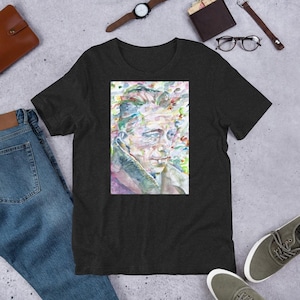 Camiseta unisex - Retrato en acuarela de Albert Camus - Camiseta de tela, ropa, vestido, camiseta, traje, ropa, impresión artística, pintura, escritor, el extraño