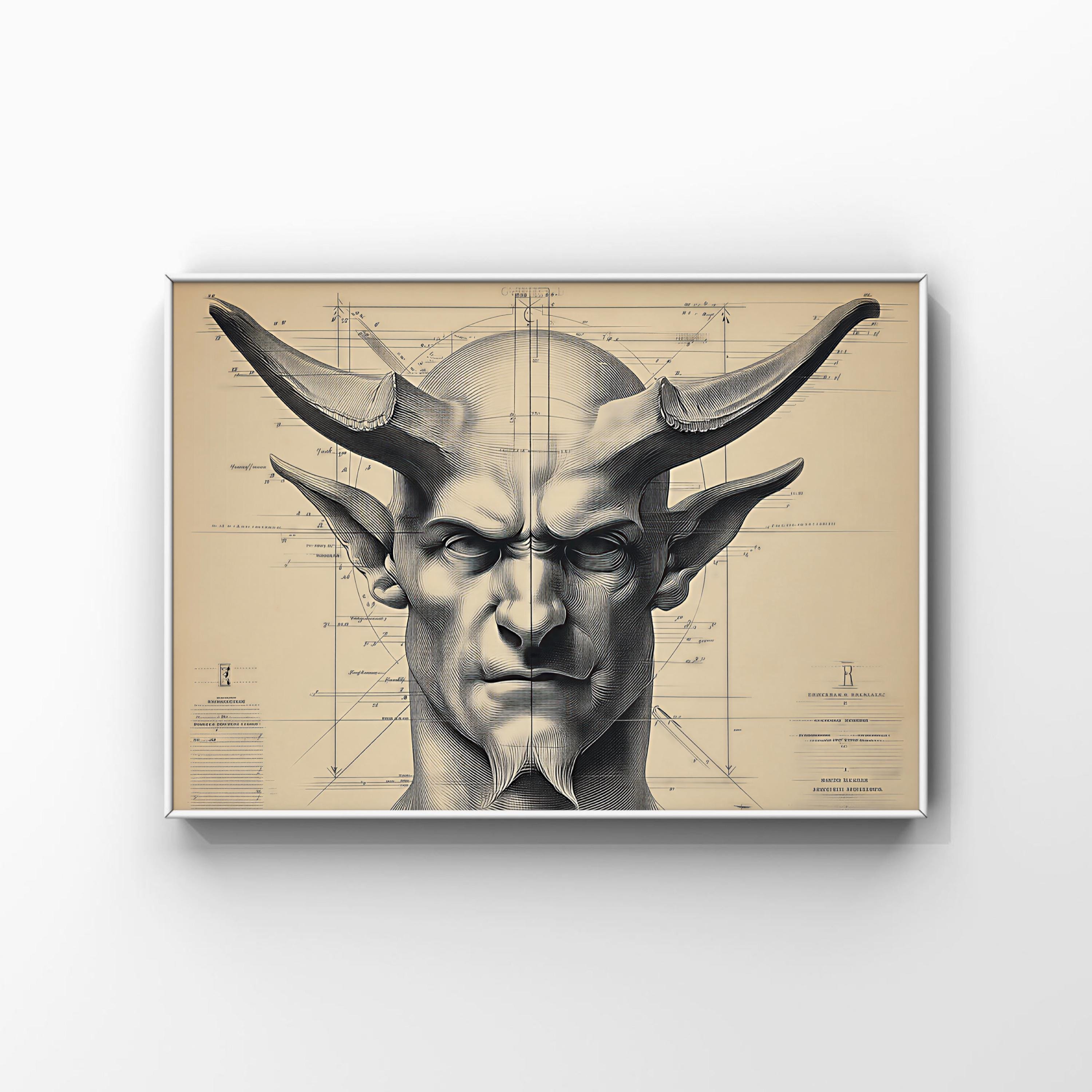 Geometric Horned Demon Illustration - Digital Download Scalable to ...