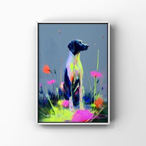 German Shorthaired Pointer Neon Flowers Art Print, Dog Lover Gift, dog gifts (Digital Download)