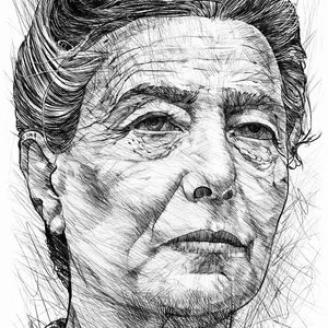 Retrato a lápiz SIMONE De BEAUVOIR - POSTER - ¡varios tamaños disponibles! imprimir dibujo pastel filósofo
