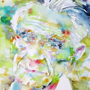 KARL POPPER watercolor portrait  - POSTER - various sizes available! art print drawing writer author book work works philosopher philosophy