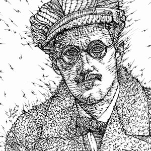 JAMES JOYCE ink portrait - POSTER - various sizes ! art print