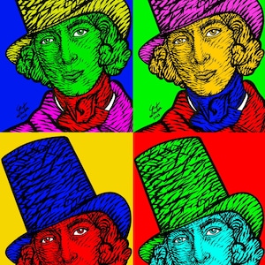Four Times GEORGE SAND - collage POSTER painting - various sizes ! art print writer author writing dupin work works