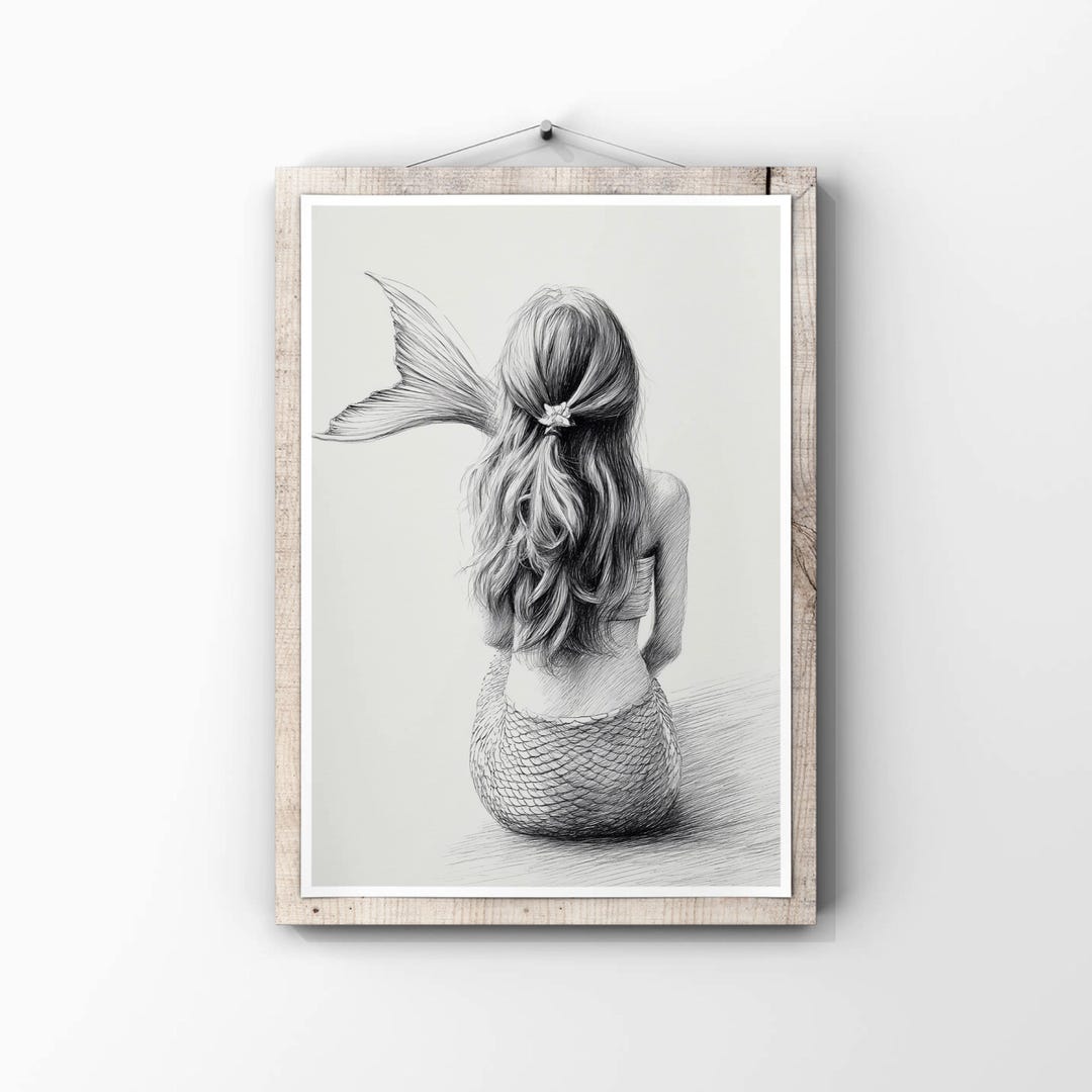 Mermaid Back View Print – Scalable Siren Art (digital Download) - Etsy