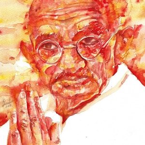MAHATMA GANDHI watercolor portrait - POSTER - various sizes! bapu guru india indian spiritual teacher master