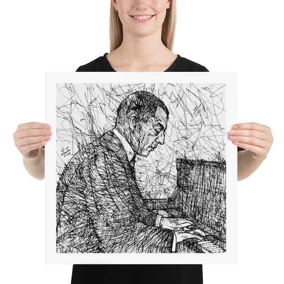 SERGEI RACHMANINOFF Ink Portrait - POSTER - Various Sizes