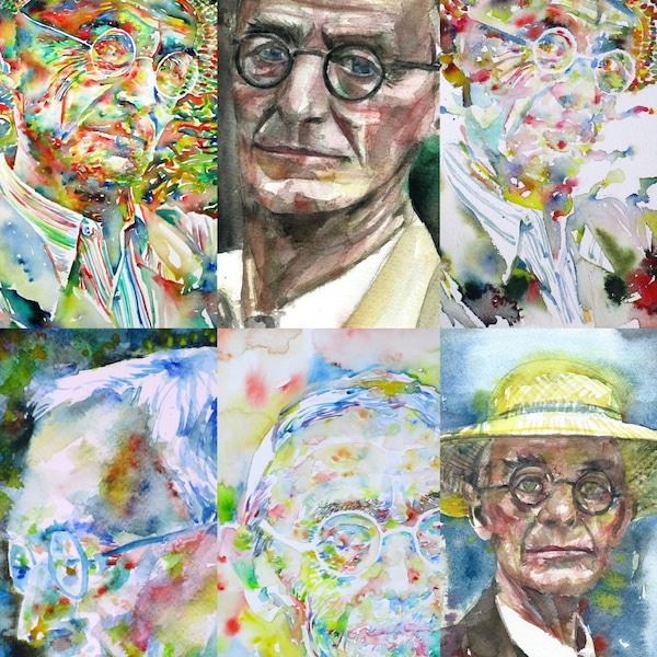 Six fois HERMANN HESSE - collage POSTER painting - différentes tailles ! Tirage d’art