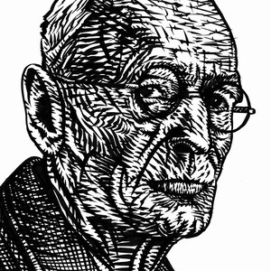 HERMANN HESSE Tintenportrait - POSTER - verschiedene Größen erhältlich! Kunstdruck Zeichnung Schriftsteller Autor Bucharbeit Werke Siddharta steppenwolf