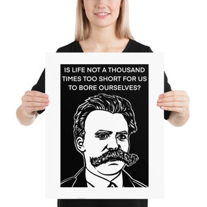 FRIEDRICH NIETZSCHE quote .12 - POSTER - ink portrait - various sizes available! print painting - is life not a thousand times too short …