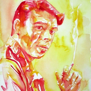 JACQUES BREL watercolor portrait - poster - various sizes available - print painting