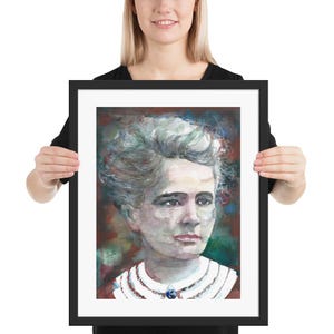 MARIE CURIE watercolor portrait - FRAMED poster - various sizes! art print painting illustration drawing scientist radioactivity sklodowska