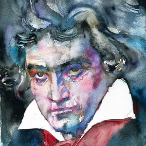 LUDWIG VAN BEETHOVEN watercolor portrait - poster - various sizes available!