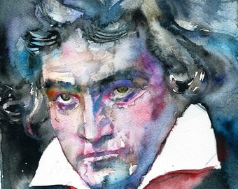 LUDWIG VAN BEETHOVEN watercolor portrait - poster - various sizes available!
