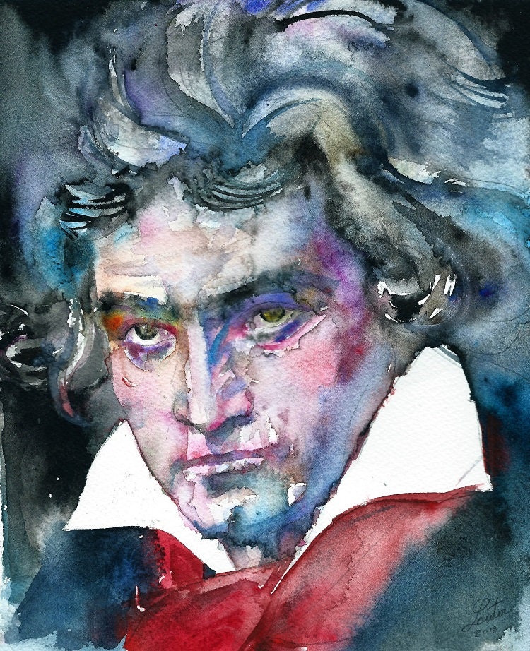 ルートヴィヒ・ヴァン・ベートーヴェン 水彩画肖像画 - ポスター