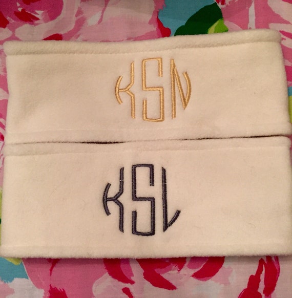 Items similar to Monogrammed Fleece Headband Ear Warmers Ski Band