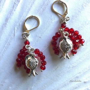 Nature inspired earrings- ruby red,one of a kind earrings, silver, red, earrings, handmade, unique, pomegranate earrings, colorful, colors