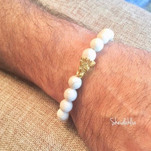 Dragon head bracelet- for men or women, unisex, off white bracelet, winter white,men&#39;s bracelet, summer bracelet, bracelet, chic, for him