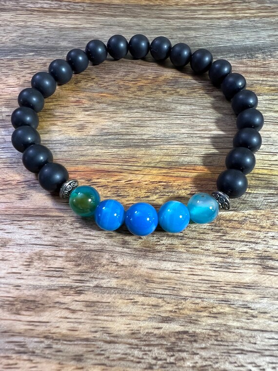 Black and Blue Bracelet Men s Fashion Jewelry Men s Bracelet Father s Day Unisex Black Bracelet Black and Blue for Him Mens Men Etsy UK