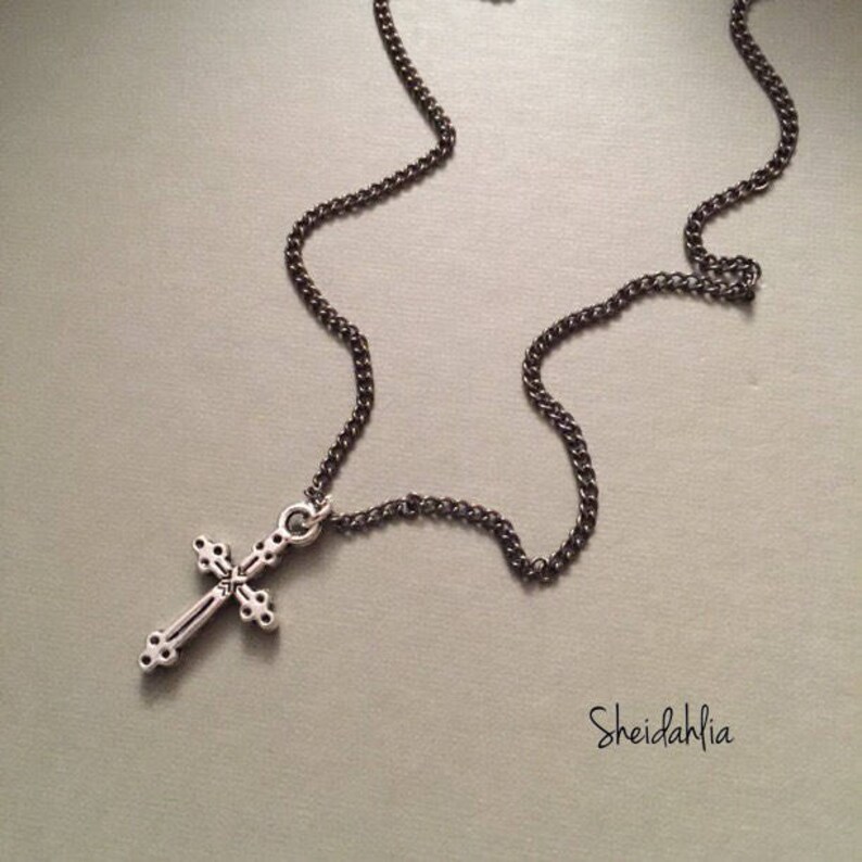choker Fashion choker necklace cross choker Trend Simple necklace- silver choker Gunmetal chain necklace necklace
