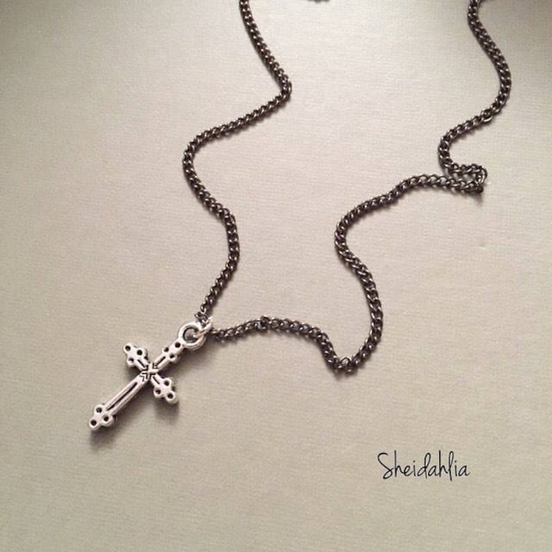 choker Fashion choker necklace cross choker Trend Simple necklace- silver choker Gunmetal chain necklace necklace
