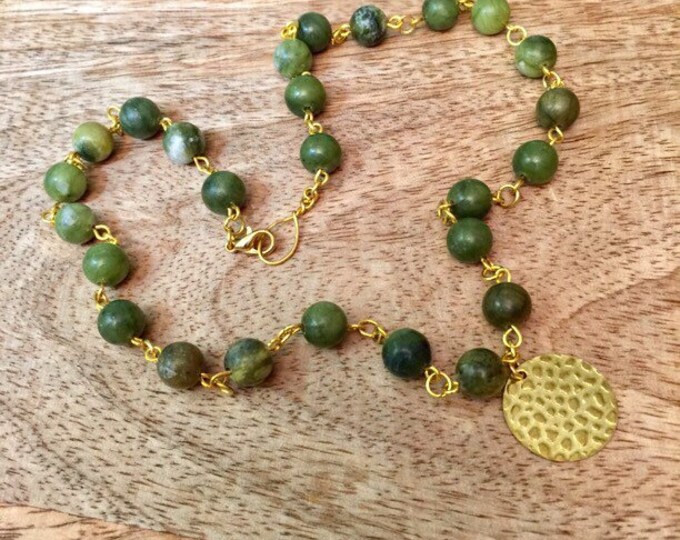 Jade Necklace Green Necklace Natural Green Jade Stone - Etsy