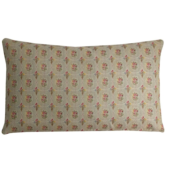 Housse de coussin lombaire coussin fleuri gris 12 x 20, cottage chic, déco campagnarde anglaise