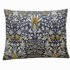 William Morris Snakeshead Cushion Indigo Blue Floral Art Nouveau Pillow Cover 14x18