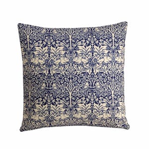William Morris Brer Rabbit Cushion Blue & White Victorian Pillow Cover