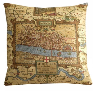 Thibaut London Map Kissen Beige und Braun Designer Kissenbezug 18x18, 12x20