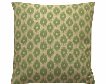 Sanderson Meru Cushion Beige and Green Ikat Patterned Pillow Designer Pillow Cover