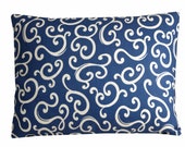 Soane Britain Regency Swirl Cushion Blue Linen Designer Pillow Cover 14x18