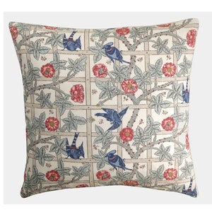 William Morris Trellis Cushion Zippered Pillow Cover, 100% Cotton, Various Sizes
