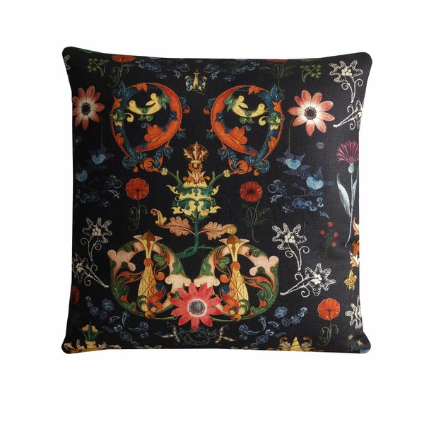 Mind the Gap Transylvania Folk Cushion Linen Floral Designer Pillow Cover 16x16, 18x18