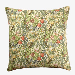 William Morris Golden Lily Cushion Cream Floral Pillow Cover, English Country Victorian Decor, Various Sizes