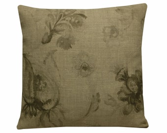 Cojín de lino floral French Country Neutral Throw Pillow Cover 16x16