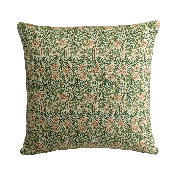 William Morris Sweet Briar Cushion Cream Floral Double Sided Zippered Pillow Cover, 100% Cotton, Various Sizes