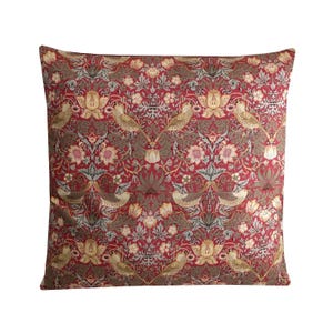 Coussin voleur fraises William Morris, oiseau rouge, taie d'oreiller florale, décor victorien
