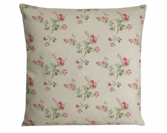 French Country Cushion Cover, Pink and White Floral Throw Pillow Cover - Double Sided