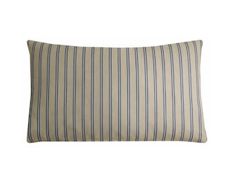 Blue and Grey Striped Cushion Ticking Stripe Pillow Cover, 12x20, 16x16, 18x18