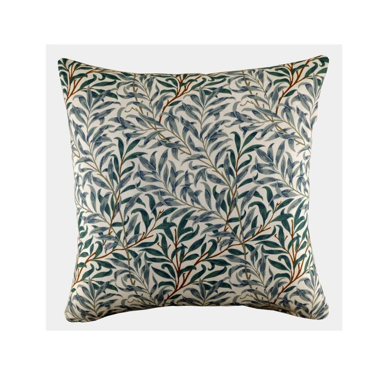 William Morris Willow Bough Cushion Leaf Print Zippered Pillow Cover 100% Cotton, Various Sizes, Victorian Decor image 1