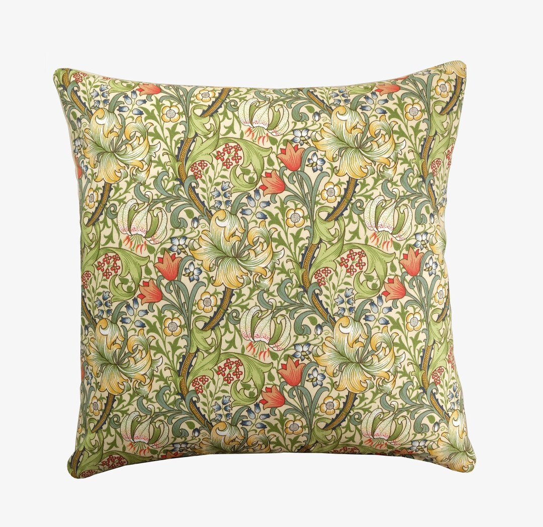 William Morris Golden Lily Cushion Cream Floral Pillow Cover, English