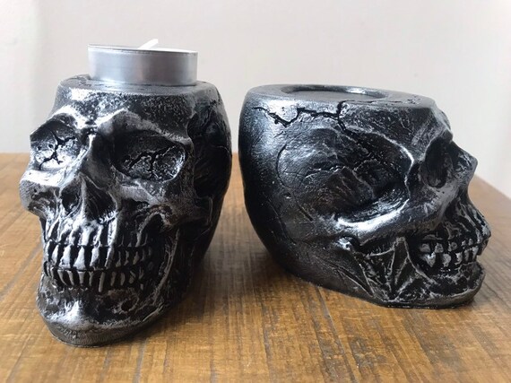 Skull Candles Skull Birthday Gift Skull Candle Holder Etsy