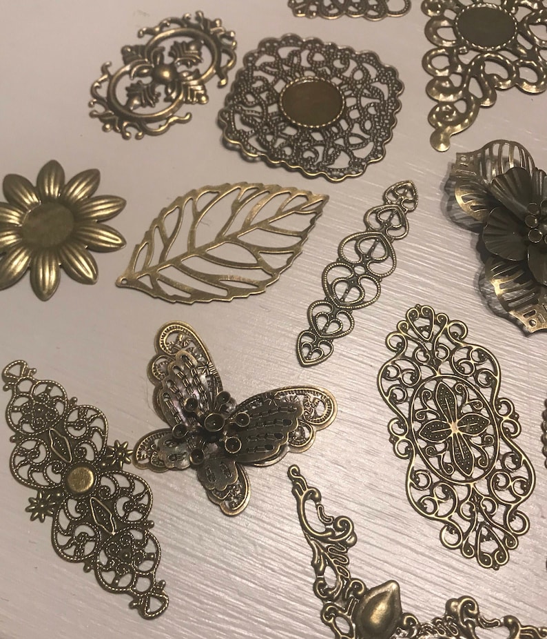 Bronze Metal Embellishments Art Supplies Embellishments Etsy