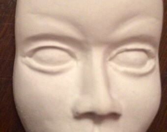 10 plaster half heads , plaster faces , mixed media face, semi heads, craft supplies, craft heads, craft faces, semi head, powertex faces
