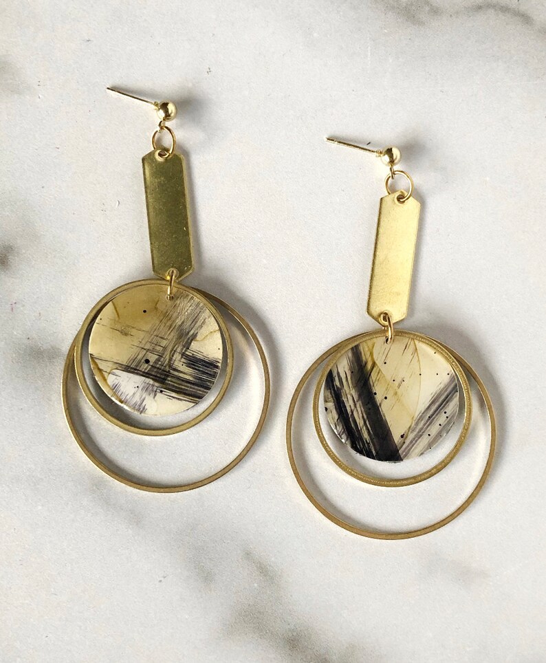 The Arden Pegasus // Ready to Ship, Statement Earring, Lightweight Earring, Brass Jewelry, Modern Contemporary Jewelry, Gold Earrings image 1